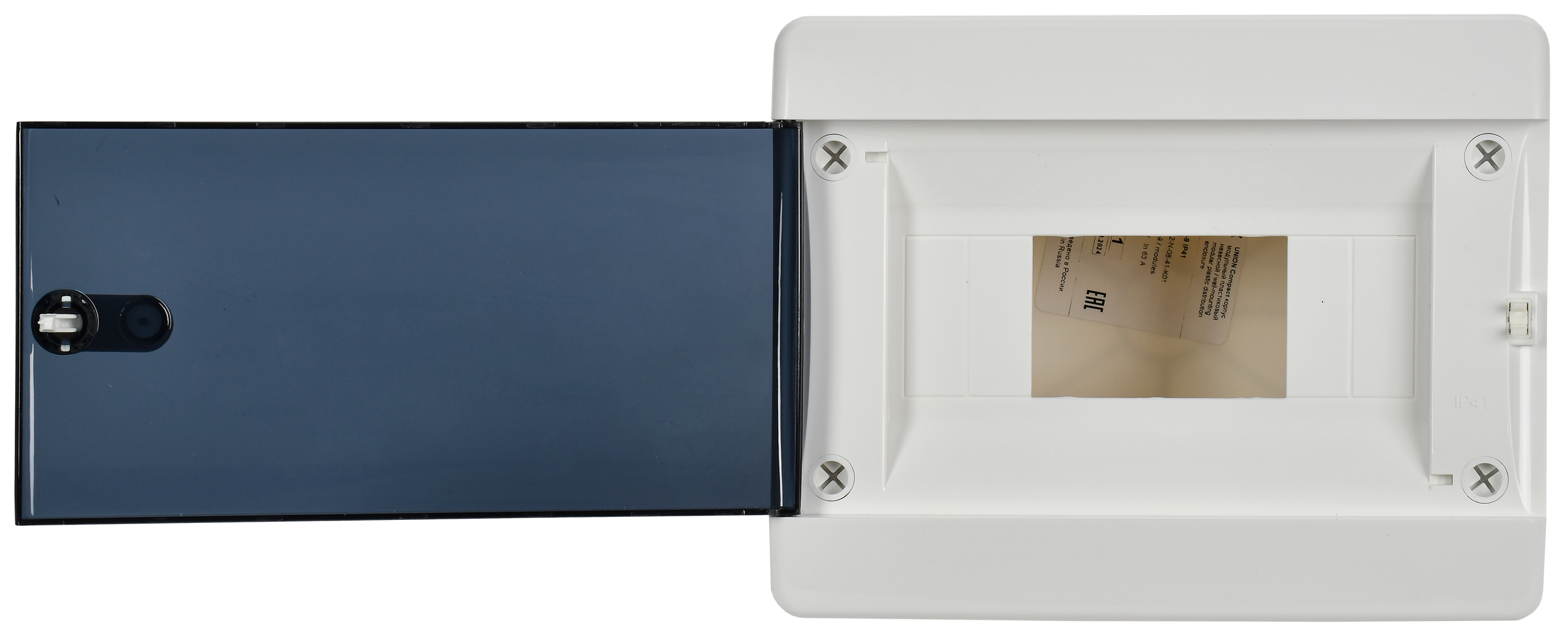 UNION Compact Корпус пластиковый ЩРН-П-8 IP41 черная прозрачная дверь IEK UIC-KP12-N-08-41-K01