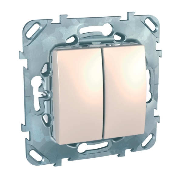 UNICA Переключатель двухклавишный в рамку бежевый сх.6+6 Schneider Electric MGU5.213.25ZD