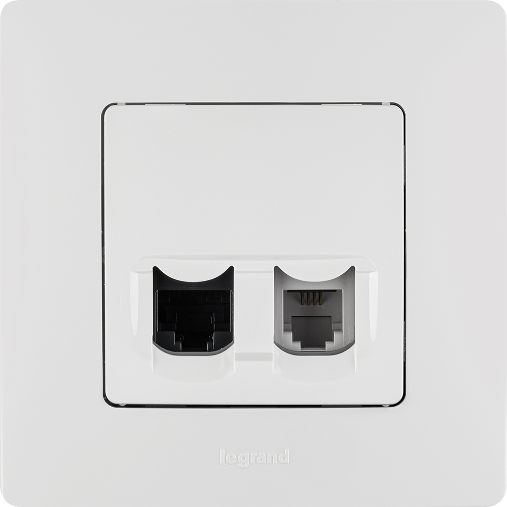 Розетка двойная RJ11+RJ45 кат.5E UTP белый ETIKA IEK 672252
