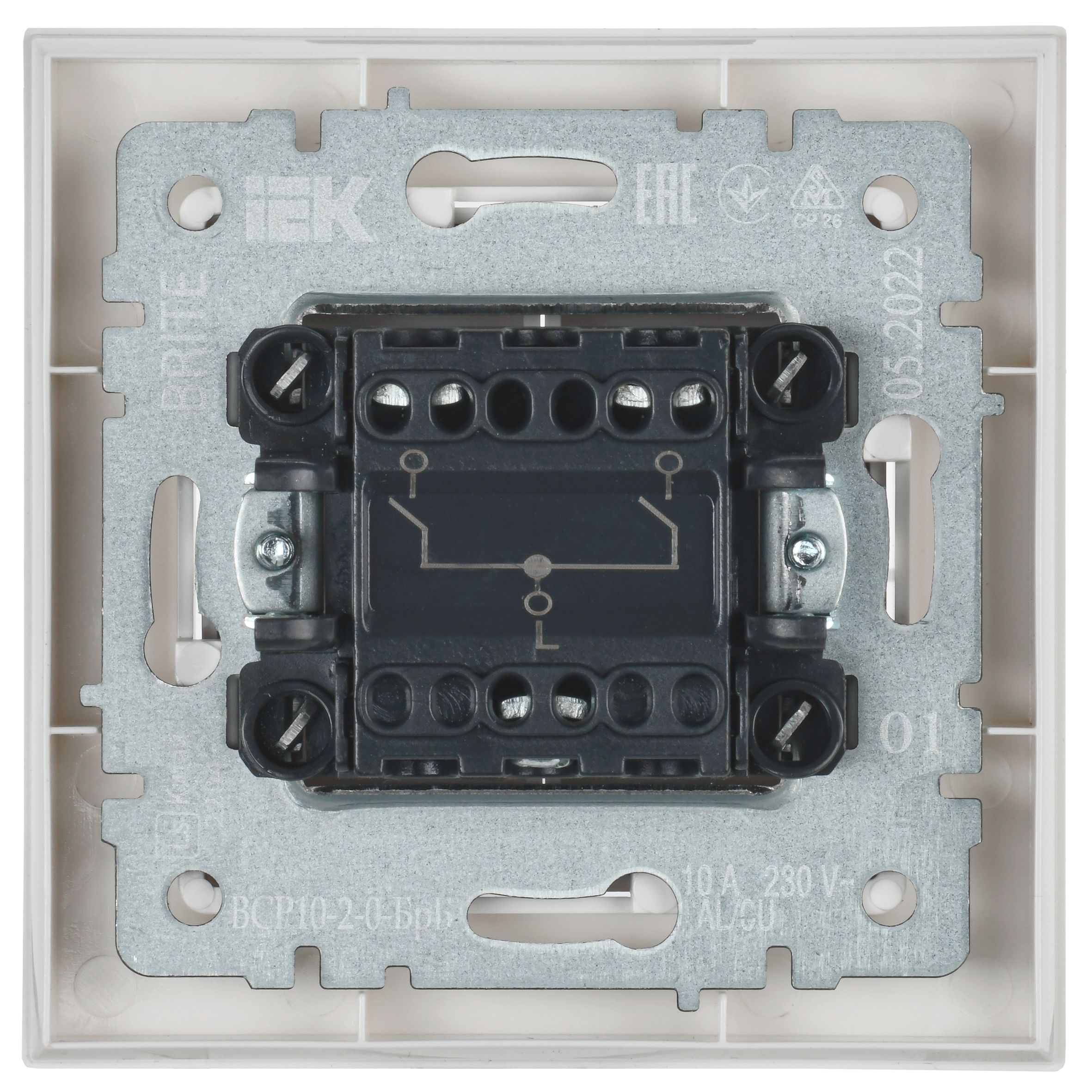 BRITE Выключатель двухклавишный 10А в сборе ВСР10-2-0-БрБ белый IEK BR-V20-0-10-K01-F