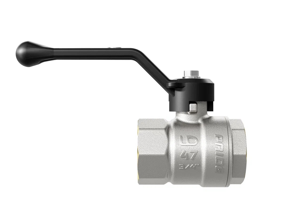 Кран шаровый латунный никелированный 11б27п1 Ду15 Ру40 (1/2') ВР/ВР рычаг LD Pride 47.15.В-В.Р LD 47.301.15