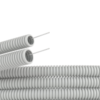 Труба гофрированная ПВХ 16мм с протяжкой тяжелая серая 100м DKC 91516