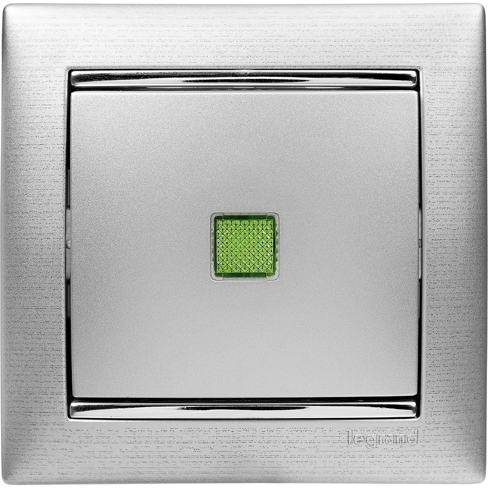Выключатель одноклавишный, с подсветкой, в рамку, алюминий Legrand/Daccord 770110