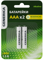 Батарейка щелочная Alkaline LR03/AAA (2шт/блистер) GENERICA IEK ABT-LR03-ST-L02-G