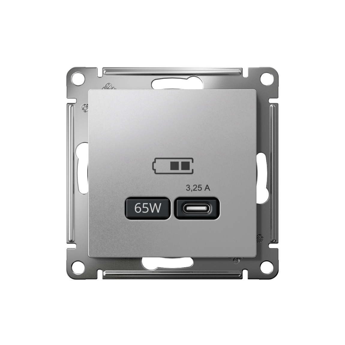 ATLASDESIGN USB РОЗЕТКА тип-C 65W высокоскор.заряд. QC, PD, механизм, АЛЮМИНИЙ Systeme Electric ATN000327
