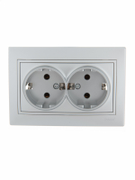 MIRA Розетка двойная с заземлением металлик серая Lezard 701-1010-127