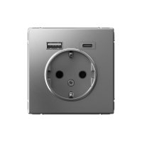 ARTGALLERY розетка 16А с 2 USB A+C, 5В/2,4А/3,0А, 2х5В/1,5А, механизм, сталь Systeme Electric GAL000932