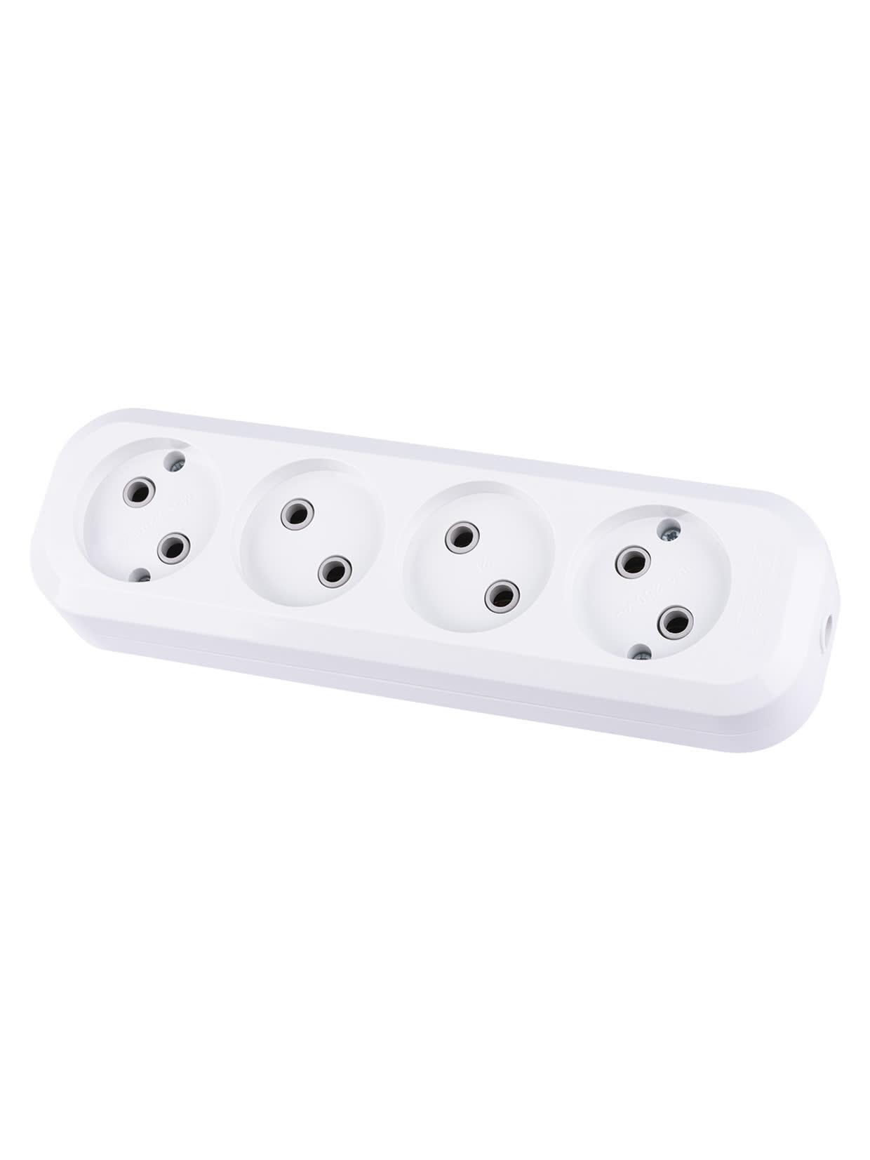 Колодка розеточная 4 гнезда 2П без заземления 10А 250В белая TDM ELECTRIC SQ1806-0011