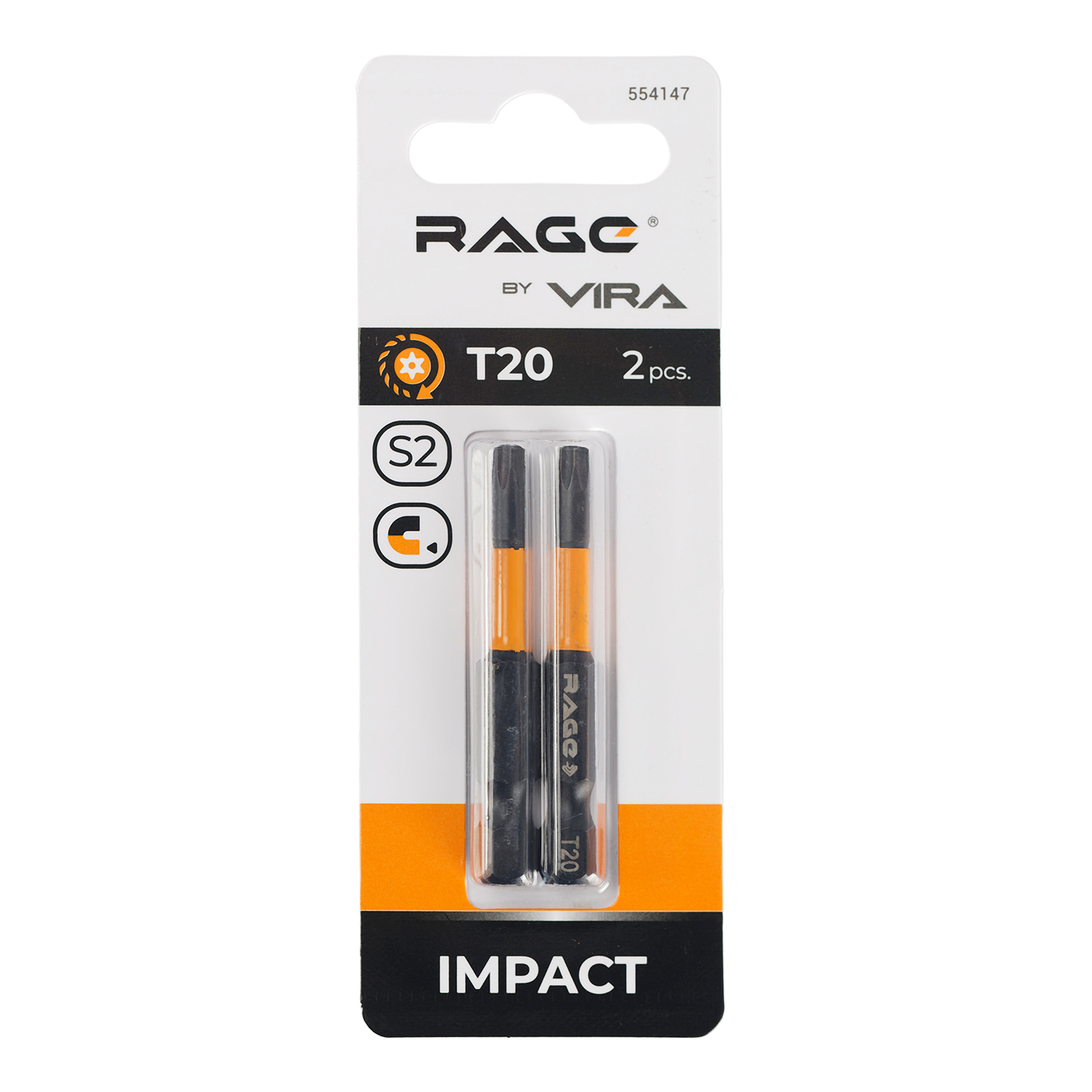 Набор бит торсионных IMPACT 2 шт TORX T20 S2 х 50 мм Rage 554147