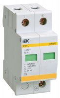 Ограничитель перенапряжения двухполюсный ОПС1-D 2п 5кА 230В IEK MOP20-2-D