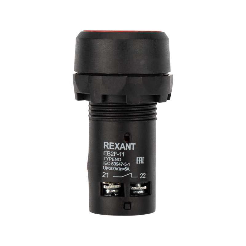 Кнопка EB22 возвратная красная 300В НР + НЗ REXANT 36-5530