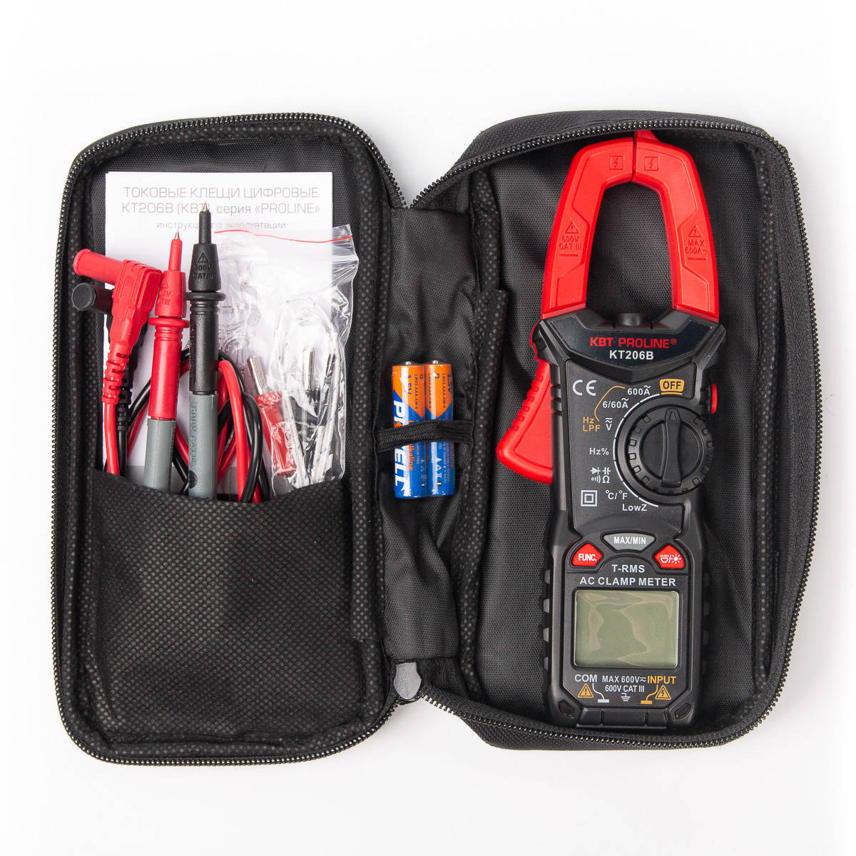 Токовые клещи цифровые KT 206B серия PROLINE КВТ 79130