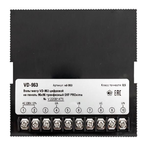 Вольтметр цифровой VD-963 на панель (96х96) трехфазный PROxima EKF vd-963