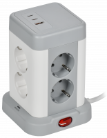 DOMINIC Удлинитель У08K 8 мест 2P+PE 1,5м 3х1,0мм2 16А/250В USB A+C 20Вт серый IEK DN-YP30-16-08-01-ZKU-K41