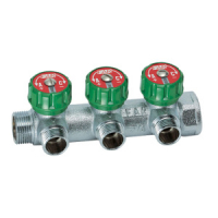 Коллектор регулирующий 3/4 ВР-НР с 3 отводами 1/2 EU с вставкой под плоское уплотнение FAR FK 3822 3412UN