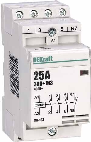Контактор модульный 3НО+1НЗ 25А 230В МК-103 Dekraft 18068DEK