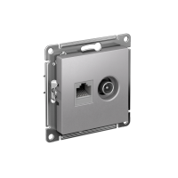 Розетка ATLASDESIGN двойная компьютерная+ТВ RJ45+TV категория 5E механизм алюминий Systeme Electric ATN000389