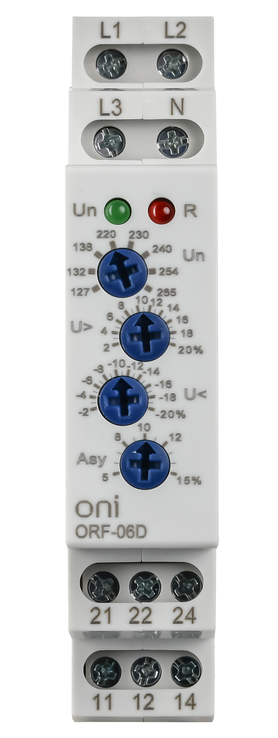 Реле фаз ORF-06D 3ф. 2 конт. 127-265В AC с контр нейтр. ONI ORF-06D-127-265VAC