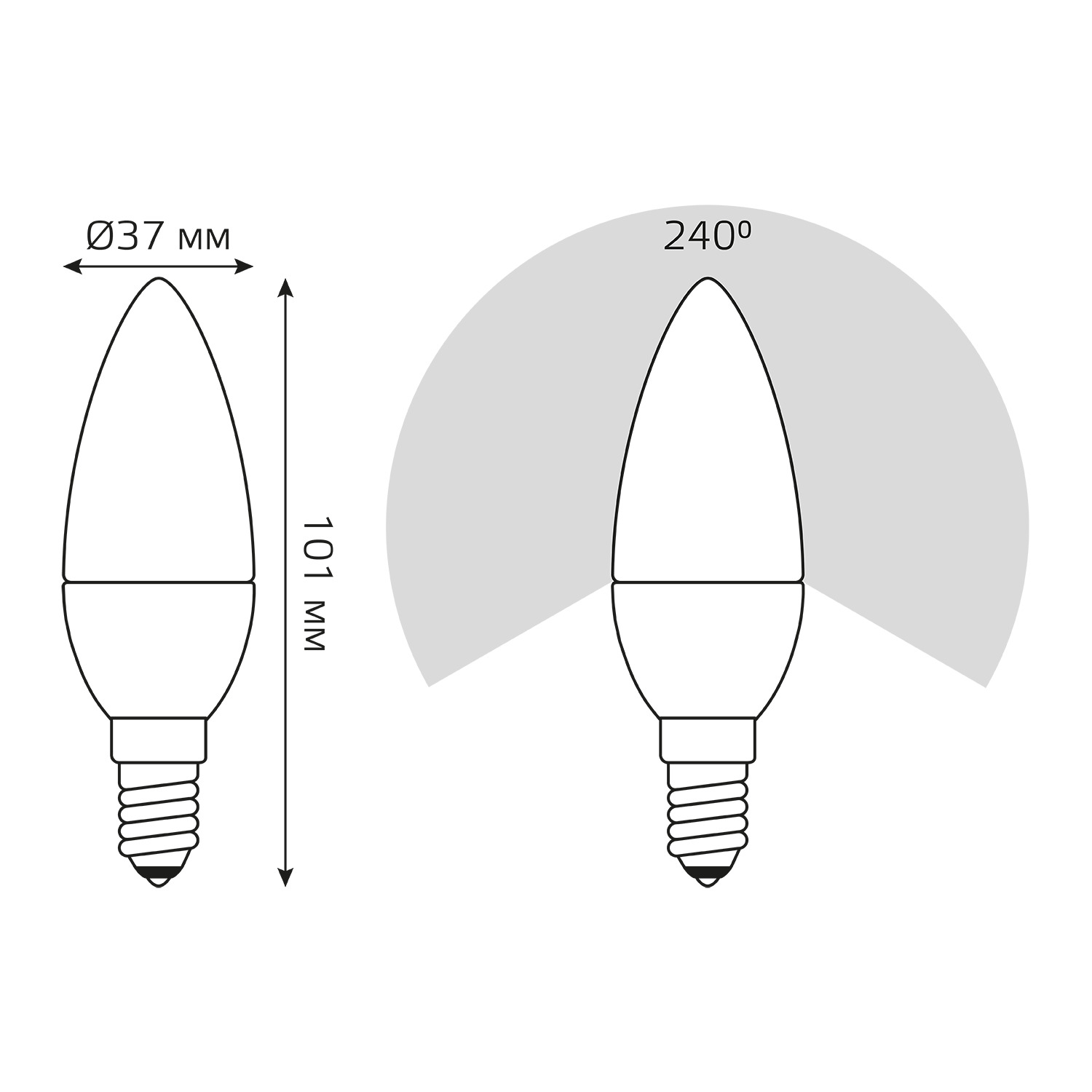 Лампа светодиодная LED 7 Вт 550 лм 4100К AC150-265В E14 свеча нейтральный шаговое диммирование выключателем Black Gauss GAUSS 103101207-S