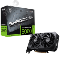 Видеокарта RTX5060 SHADOW 2X 8ГБ, NVIDIA GeForce RTX 5060, GDDR7, PCI-Express 5.0 MSI RTX 5060 8G SHADOW 2X OC 205674
