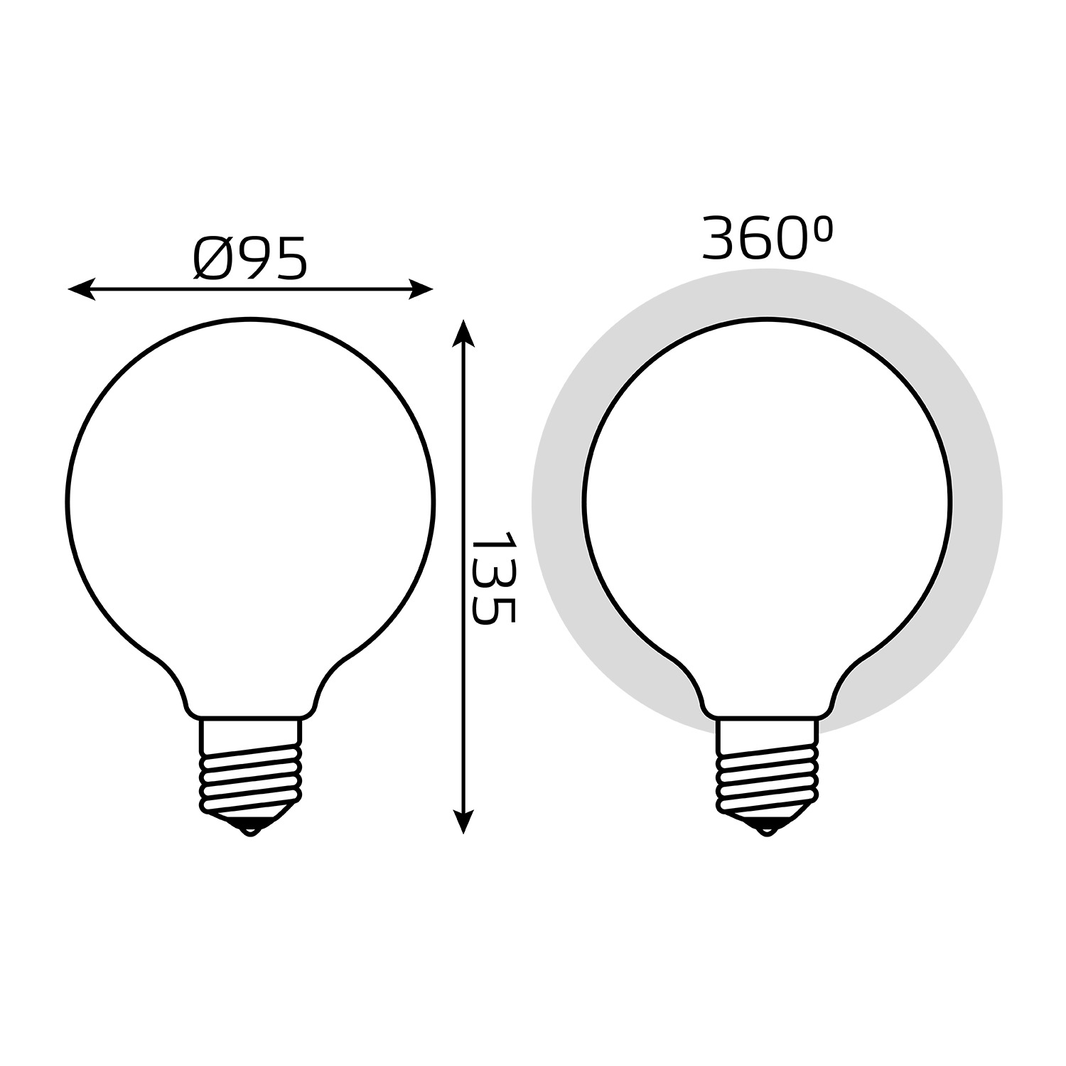 Лампа светодиодная филаментная LED 10 Вт 1100 лм 4100К AC185-265В E27 шар G95 нейтральный матовая колба Black Filament Gauss GAUSS 189202210
