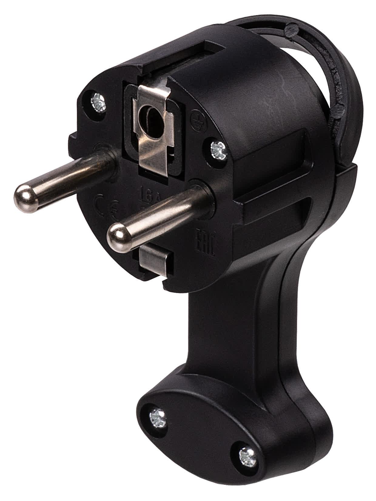 Вилка круглая плоская с кольцом черная 16А 250В TDM TDM ELECTRIC SQ1806-0196