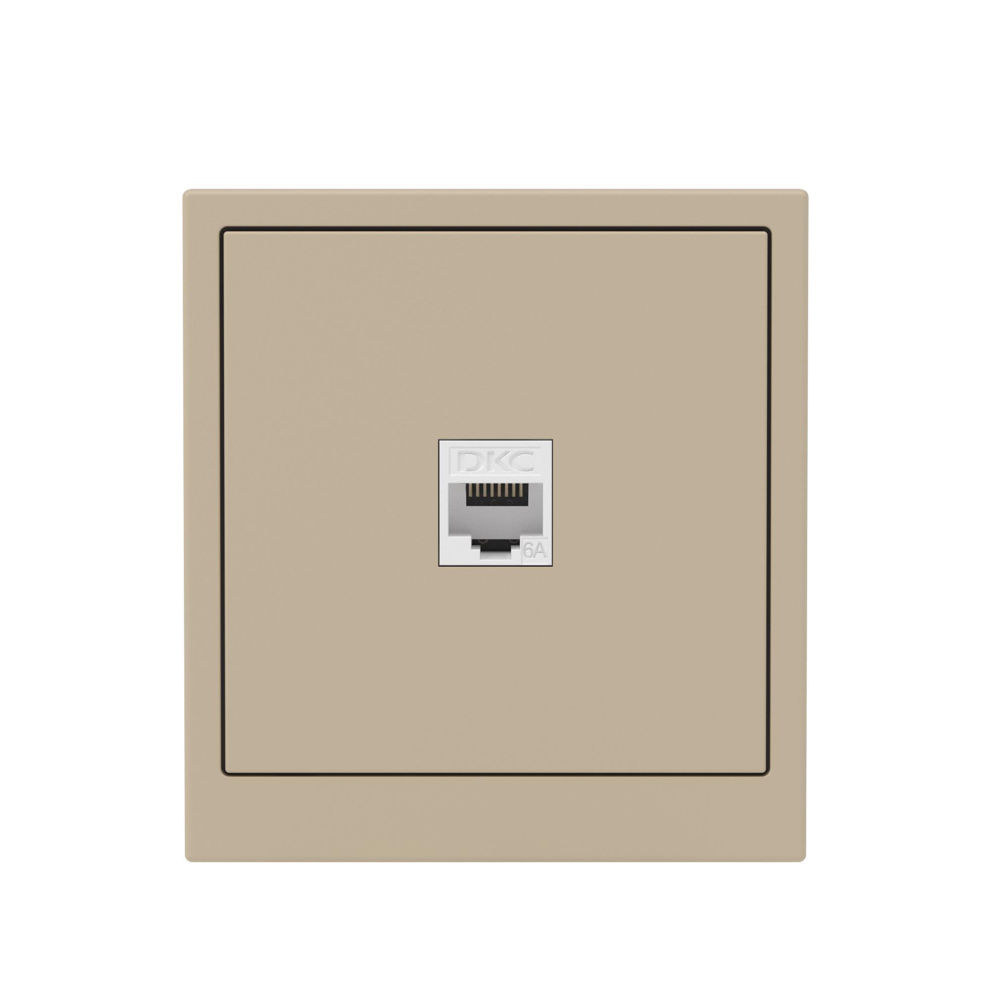 Компьютерная розетка RJ-45 без шторки, кат.6А одинарная,KANT, ванильный марципан DKC 7015673