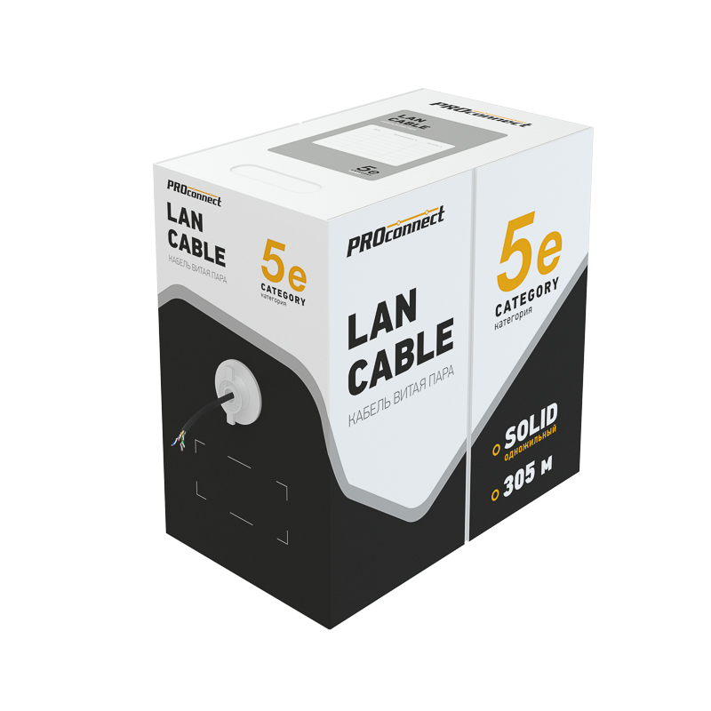 Витая пара PROconnect U/UTP 4PR 24AWG CCA CAT5e 305м REXANT 01-0045-3