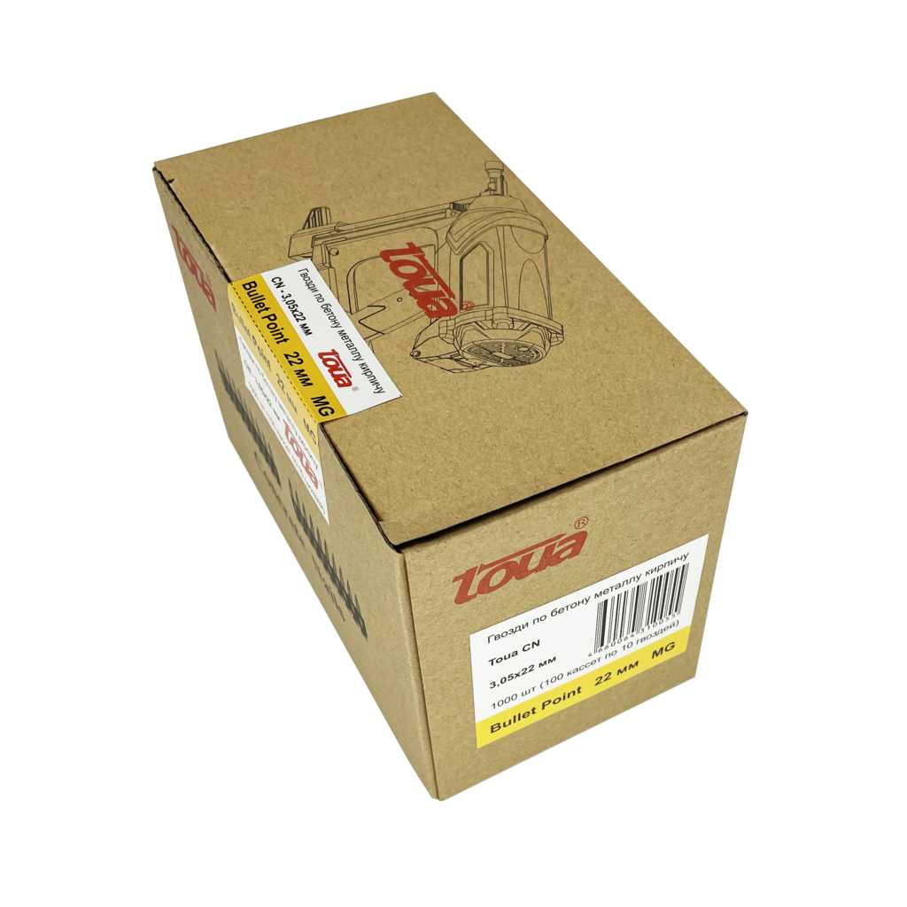 Гвозди усиленные по бетону и металлу  MG bullet point 3,05х22 мм (1000шт) Toua 30522stepMGBP