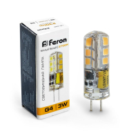 Лампа светодиодная LED 3вт 12в G4 теплый капсульная FERON LB-422 48LED 25531