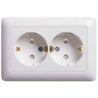 ХИТ скрытой установки Розетка двойная с заземлением со шторками, 16А, белый Systeme Electric RS16-231-B