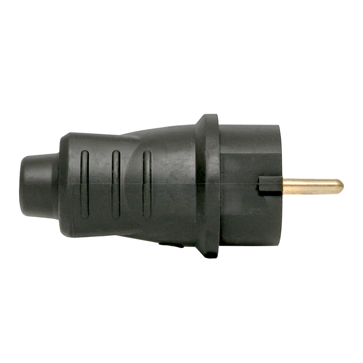 Вилка прямая каучуковая 230В 2P+PE 16A IP44 Марс EKF RPS-011-16-230-44