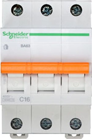 Выключатель автоматический трехполюсный 16А С ВА63 4.5кА Schneider Electric 11223