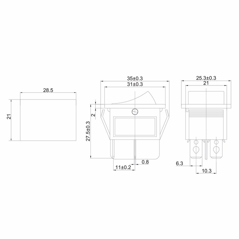 Выключатель клавишный 250V 16А (4с) ON-OFF красный с подсветкой REXANT 36-2330