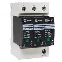 Ограничитель импульсных напряжений серии ОПВ-C/3P In 20кА 400В (с сигнализацией) EKF opv-c3