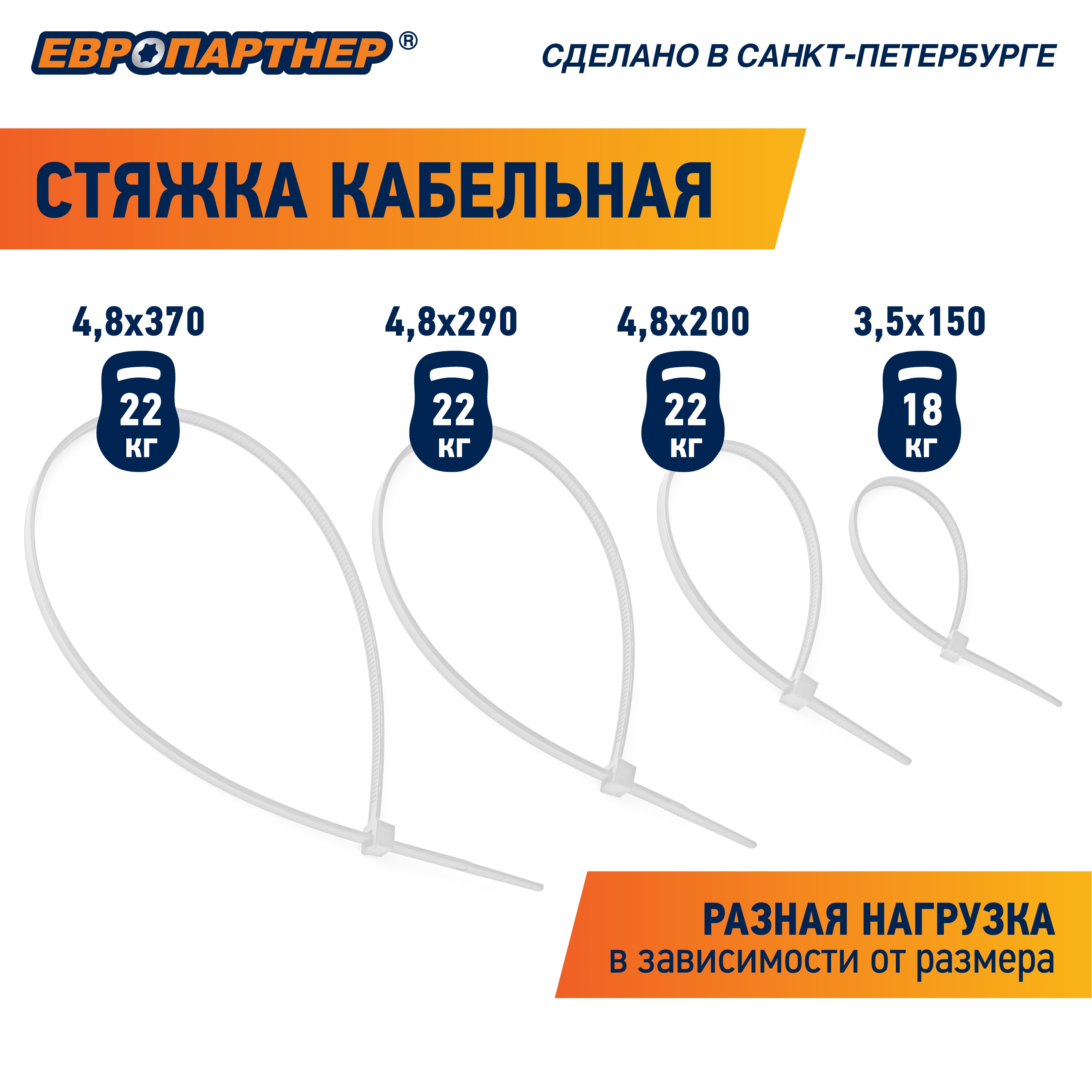 Стяжка кабельная PRN 150х3,5 белая (100 шт) Европартнер 3 0817 9