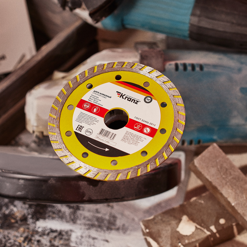 Диск алмазный отрезной Turbo 125x22.2x2.2x10 мм Kranz KR-90-0121