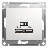 Розетка GLOSSA USB 5В/2100мА 2х5В/1050мА механизм белый Systeme Electric GSL000133