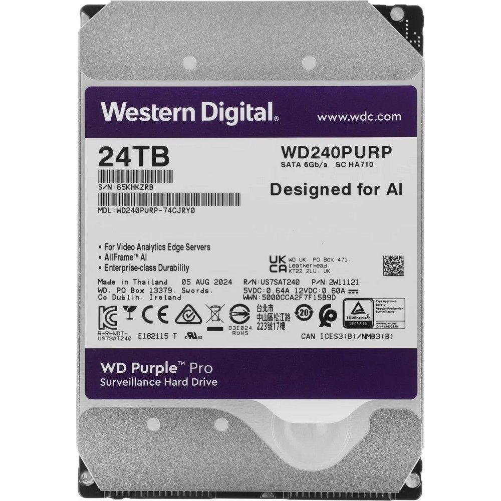 Жесткий диск 24TB Purple Pro 3.5'', SATAIII, 7200 об/мин, 512 МБ Western Digital WD240PURP 217332