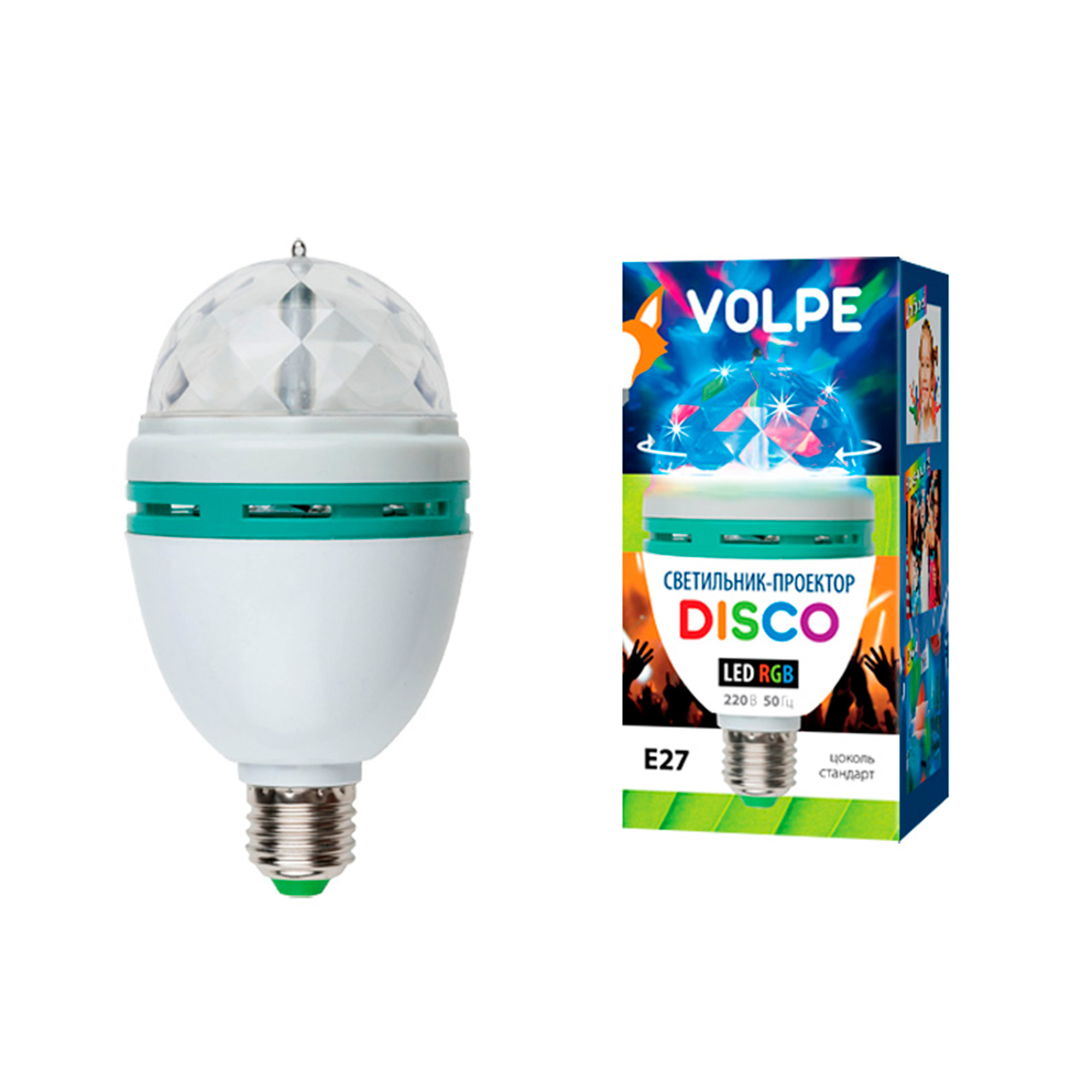 Светодиодный светильник-проектор ULI-Q301 Серия DISCO, многоцветный ТМ VOLPE Работа от сети 220В Для установки в электропатрон E27 Цвет корпуса - белый. Uniel 09839