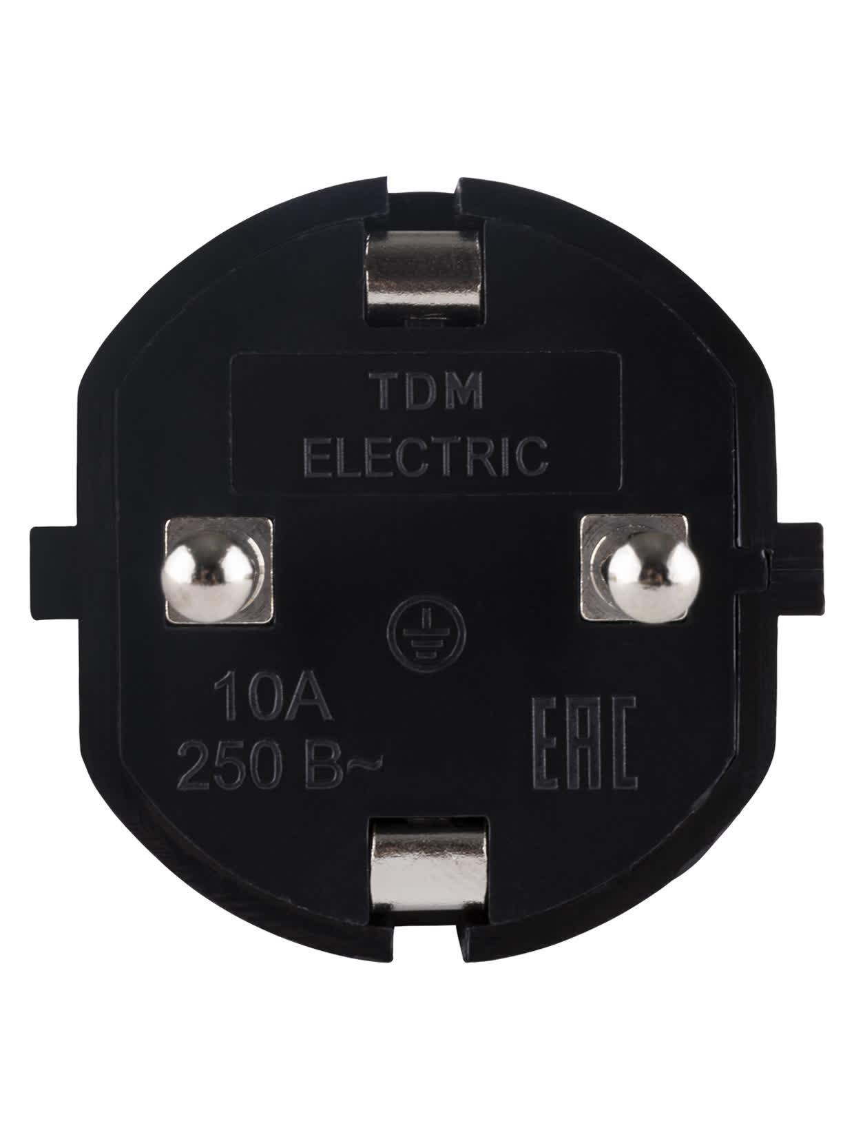 Вилка прямая с/з черная c перфорацией 10А 250В TDM TDM ELECTRIC SQ1806-0198