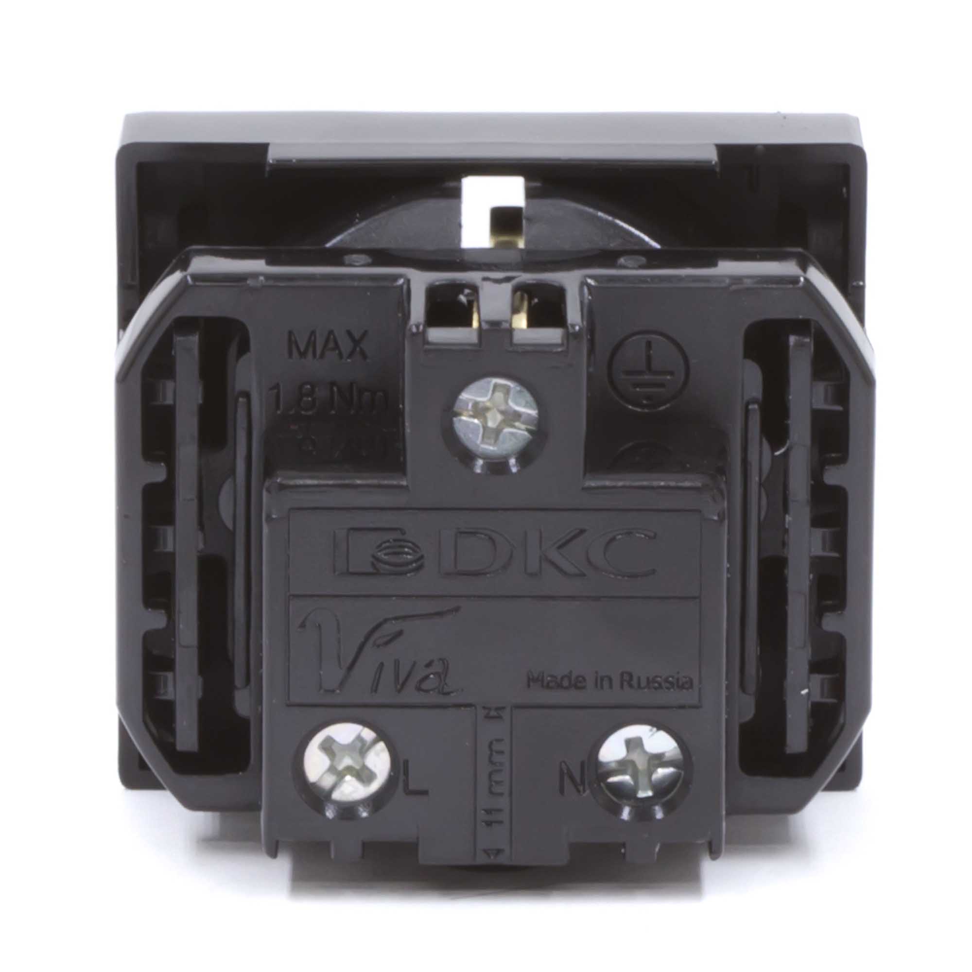 Розетка силовая 2Р+Е со шторками Viva 2 модуля черный DKC 45205