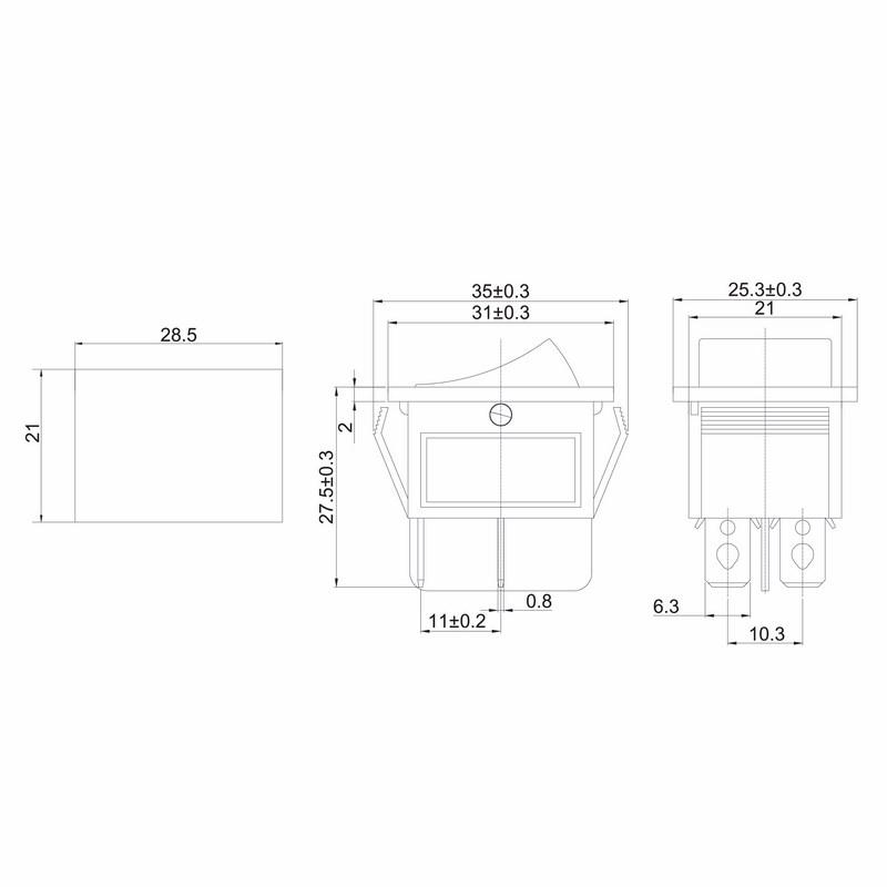 Выключатель клавишный 250V 15А (4с) ON-OFF черный REXANT 36-2310