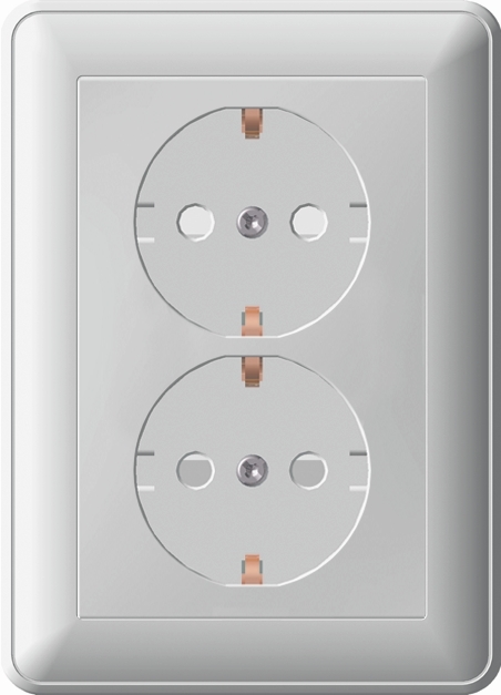 W59 Розетка двойная скрытая с заземлением 16А белая Systeme Electric RS16-255-18