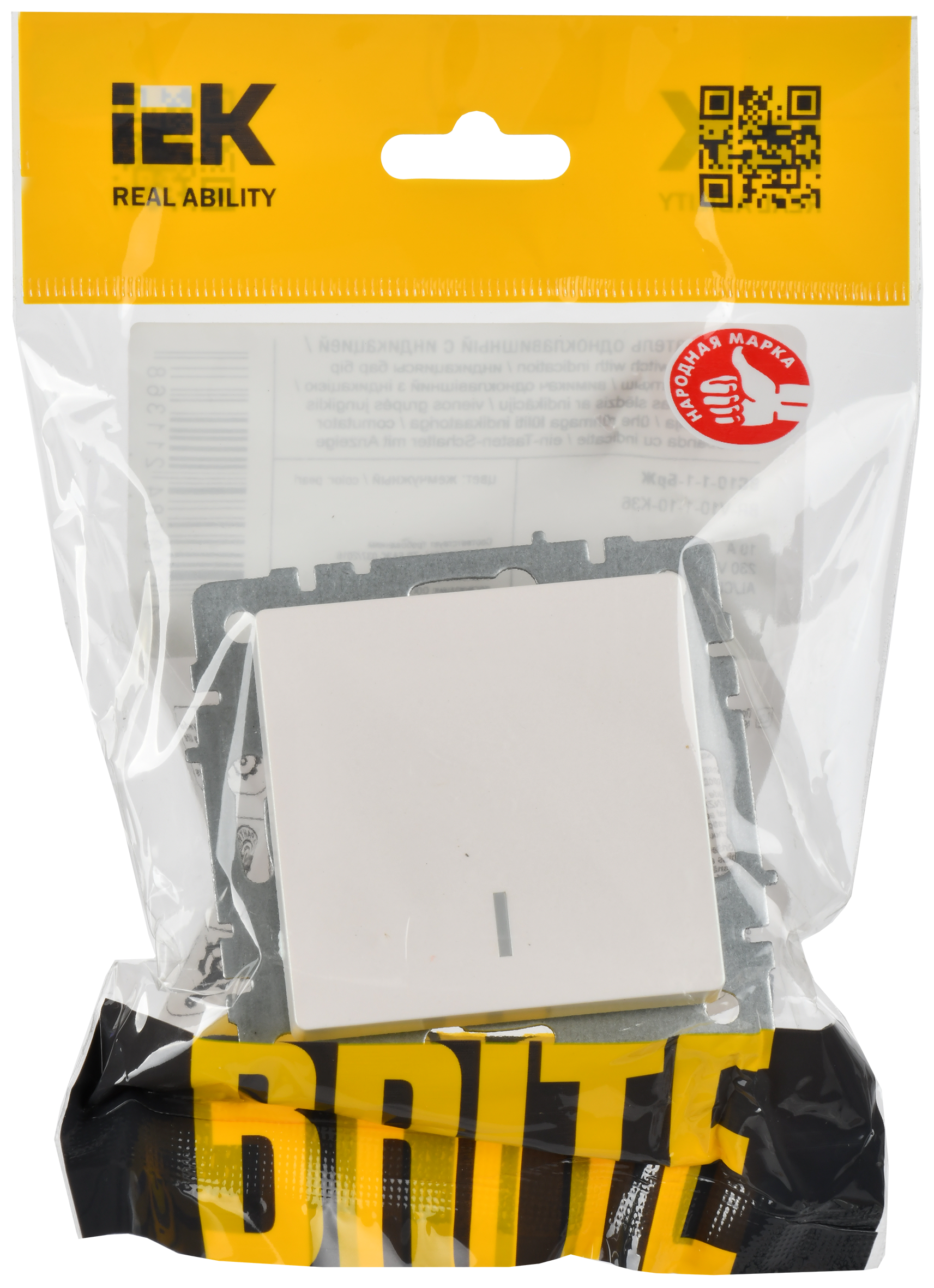 BRITE Выключатель одноклавишный с индикацией 10А ВС10-1-1-БрЖ жемчуг IEK BR-V10-1-10-K36