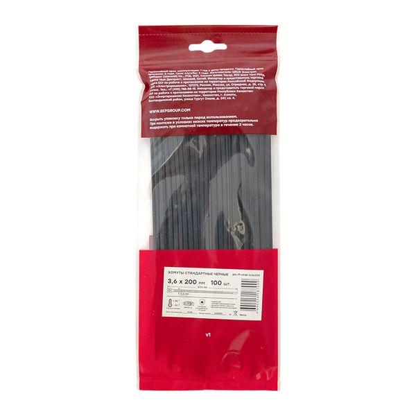 Хомут P6.6 стандартный черный 3.6x200 (100шт) FlexLock PROxima EKF plc-fl-ctsb-3.6x200
