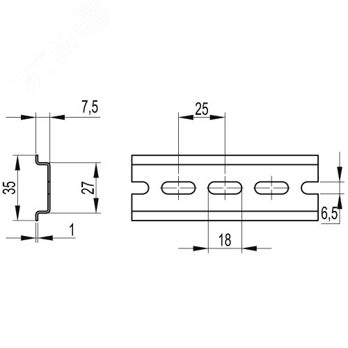DIN-рейка перфорированная OMEGA 3F, 35х7,5. 300 мм. DKC 02140R-RET3