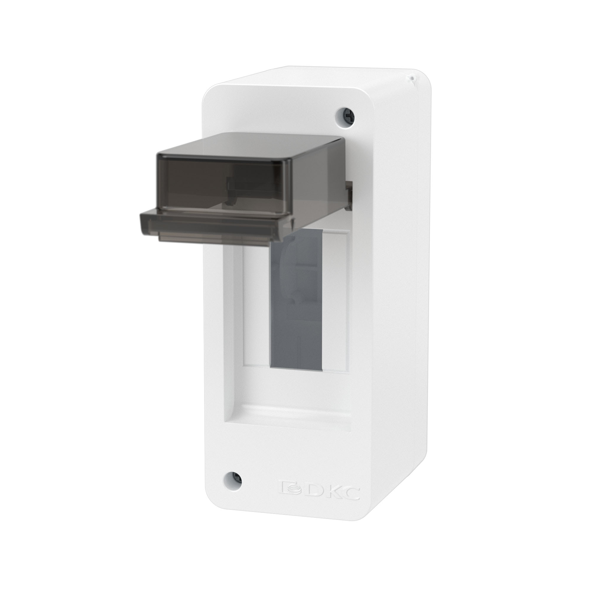 Щит 2 модуля настенный FRAME, белый, с тонированной дверцей DKC F02W0WD