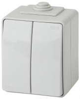 Выключатель двойной IP65, 10АХ-250В, ОУ, Эра Эксперт, серый,11-1604-03 ЭРА Б0035976