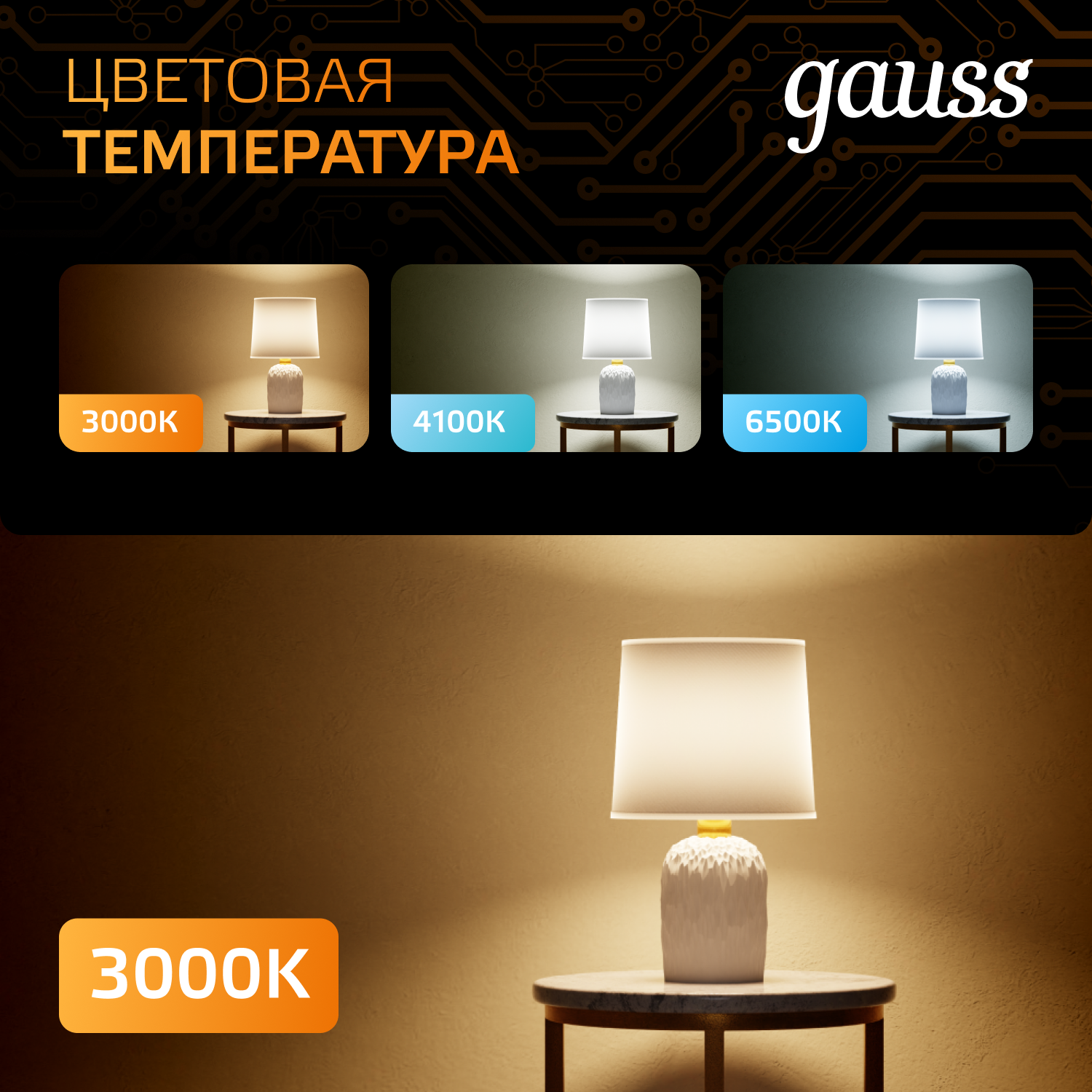 Лампа светодиодная LED 22 Вт 1800 лм 3000К шар G125 теплый E27 AC 220В Black GAUSS 105102122